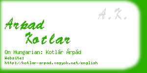 arpad kotlar business card